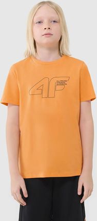 4F t-shirt bawełniany koszulka chłopięca 4FJWSS25TTSHM2185 pomarańczowa