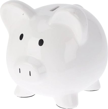 Skarbonka ceramiczna biała świnka dla dzieci 18,5x21x19 cm