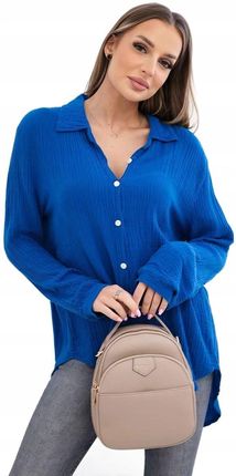Chabrowa damska koszula bawełniana MUŚLINOWA Plus Size