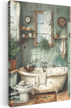 MuchoWow Vintage Wanna Łazienka Ilustracja Fototapeta Replika 80x120cm (19364-593314)