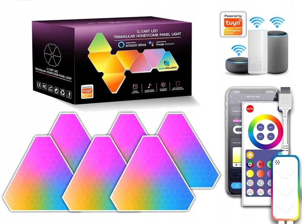 Lampa Led Zestaw 6 X Trójkąt Wifi Smart Tuya Plug Rgb Biały ...