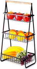 Zdjęcie Vilde Koszyk Na Owoce Metalowy Czarny 3-Poziomowy - Góra Kalwaria