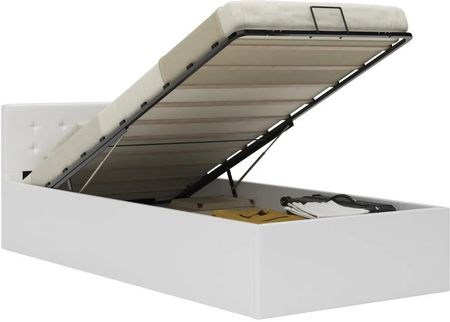 Zakito Home Tapicerowane Łóżko Ze Schowkiem 100X200Cm Białe (Zh285517)