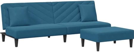 Zakito Europe Sofa Rozkładana Z Podnóżkiem Aksamit Niebieski 200X84,5X69Cm (ZE3216261)