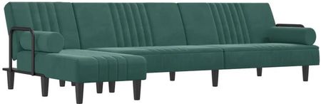 Zakito Europe Sofa Rozkładana L Aksamit Ciemnoziel 260X140X70Cm (ZE3157244)