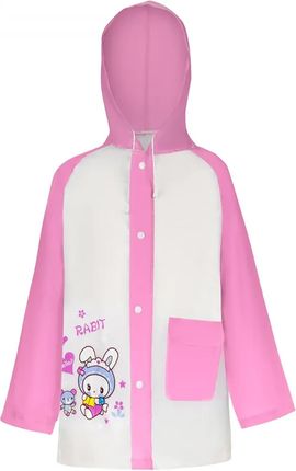 Dziecięcy płaszcz przeciwdeszczowy biały z kolorowymi wstawkami