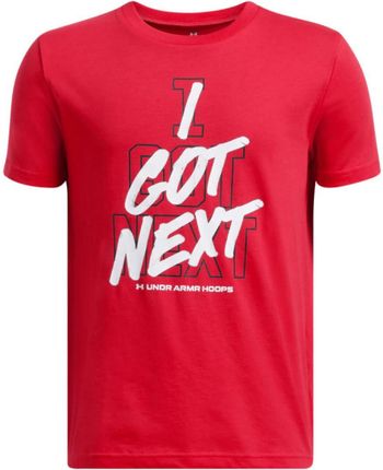 Chłopięcy t-shirt z nadrukiem Under Armour UAB Hoops Next SS - czerwony