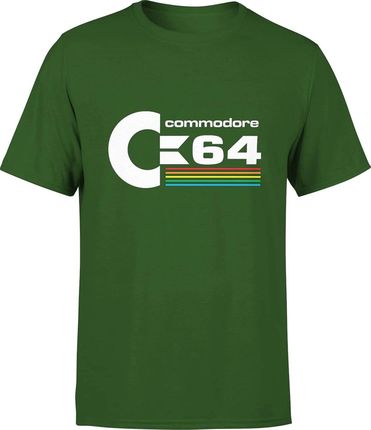 Commodore Męska koszulka z nadrukiem vintage retro prezent dla informatyka (XL, Zielony)