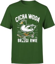 Cicha woda brzegi rwie kaczka na deskorolce Męska koszulka (XL, Zielony) - zdjęcie 1
