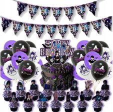 Zestaw Urodzinowy Wednesday Addams Dekoracje Balony Baner