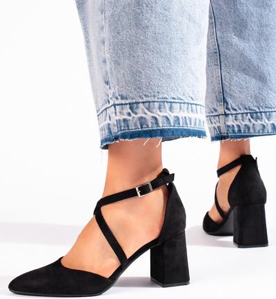 Zamszowe czarne czółenka damskie Sergio Leone 37