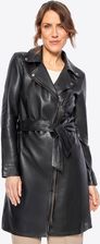 Zdjęcie Damski płaszcz ze skóry z paskiem czarny - Piastów