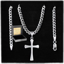 Łańcuszek Srebrny 925 Pancerka Z Krzyżykiem Męski 3,8 MM. Grawer