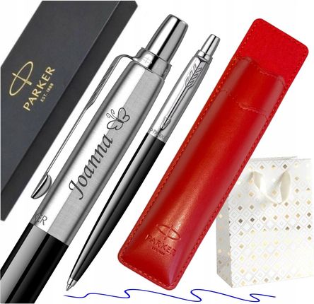 Parker Długopis Jotter Czarny Z Grawerem Z Etui Czerwonym