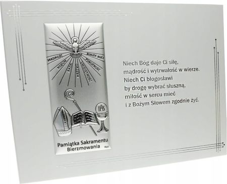 SREBRNY OBRAZEK NA BIERZMOWANIE Z ŻYCZENIAMI DARY DUCHA ŚWIĘTEGO PREZENT