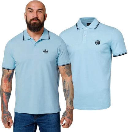 Koszulka Polo Pit Bull Heavy Weight 250 Polo Pique Stripes Regular '25 - Jasnoniebieska • RATY 0% | Kup dziś i zapłać za 30 dni | GRATIS WYSYŁKA | ZWR