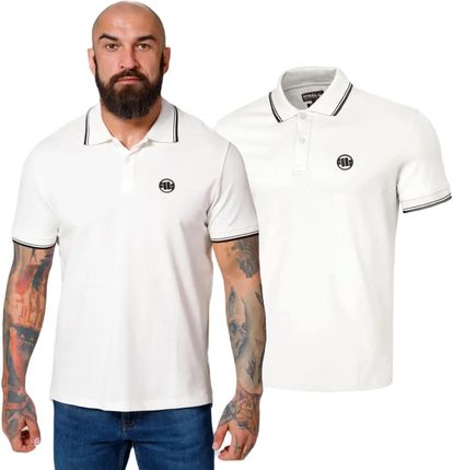 Koszulka Polo Pit Bull Heavy Weight 250 Polo Pique Stripes Regular '25 - Off White • RATY 0% | Kup dziś i zapłać za 30 dni | GRATIS WYSYŁKA | ZWROT DO