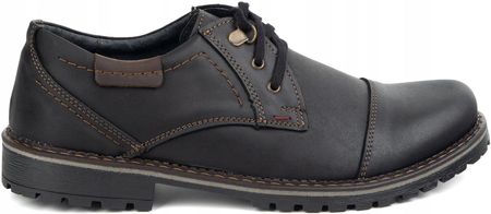 Buty męskie skórzane Olivier 312GT z przeszytym noskiem czarne 45