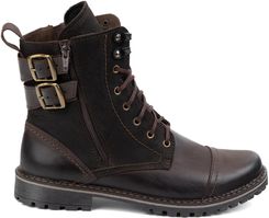 Buty męskie sztyblety militarne motocyklowe skórzane 83KZ brązowe