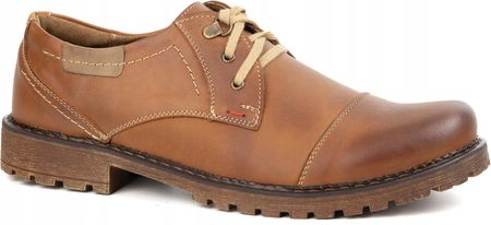 Buty męskie skórzane Olivier 312GT z przeszytym noskiem brązowe 40