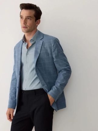 Reserved - Marynarka slim fit w kratę - niebieski