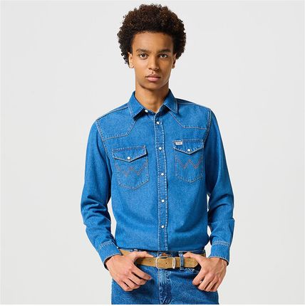 MĘSKA KOSZULA JEANSOWA WESTERN SHIRT MID STONE 112357215 W5B4014179