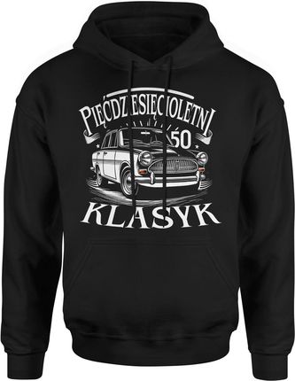 Pięćdziesięcioletni Klasyk 50 lat Męska bluza z kapturem (M, Szary) - zdjęcie 2