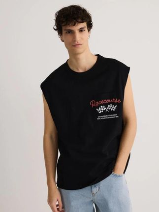 Reserved - T-shirt relaxed fit z nadrukiem - czarny
