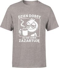 Dzień dobry że tak sobie zażartuję kawa z kawą Męska koszulka (M, Szary) - zdjęcie 1