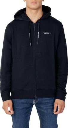 Armani Exchange niebieska bluza z kapturem z zamkiem i logo - Xl