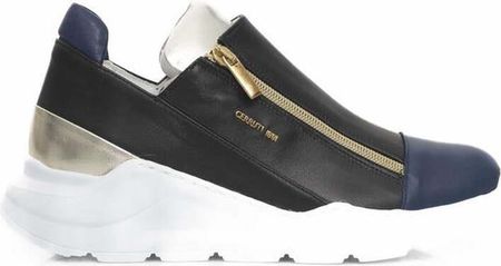 Cerruti 1881 Czarne sneakersy damskie ze skóry koźlęcej - EU38/US8