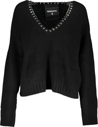 PATRIZIA PEPE Stylowy sweter damski Czarny Kolor: Czarny, Rozmiar: M