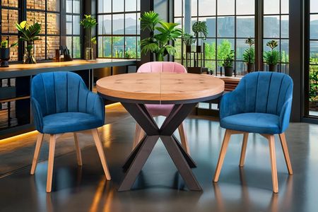 Stół loft x fi 100 + 2x50 + 4 krzesła Glow