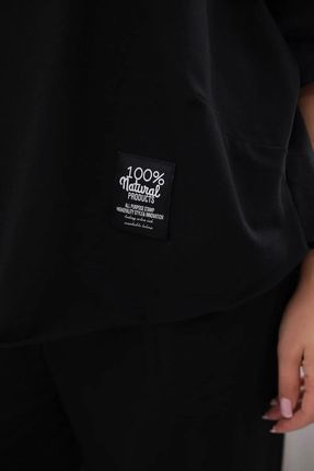 Czarny komplet bawełniany damski: bluzka oversize i spodnie - zdjęcie 4