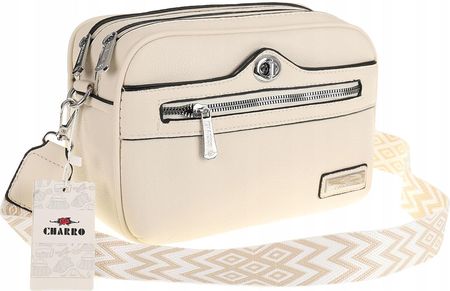 CHARRO Włoska Torebka Damska Listonoszka kuferek Modna CH966846 Beige