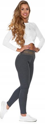 LEGGINSY DAMSKIE OCIEPLANE PRĄŻKOWANE WYSOKI STAN DOPASOWANE MORAJ L/XL - zdjęcie 5