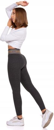 LEGGINSY DAMSKIE OCIEPLANE PRĄŻKOWANE WYSOKI STAN DOPASOWANE MORAJ L/XL - zdjęcie 4