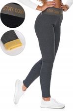 LEGGINSY DAMSKIE OCIEPLANE PRĄŻKOWANE WYSOKI STAN DOPASOWANE MORAJ L/XL