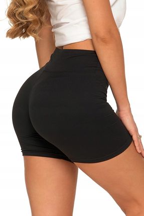 Legginsy Damskie Kolarki Krótkie Shorty z Wysokim Stanem CZARNY MORAJ XXL - zdjęcie 3