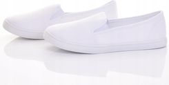 Klasyczne Tenisówki Damskie Wsuwane Trampki Slip-on Lekkie Całe Białe