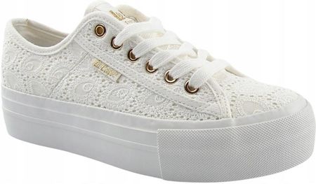Trampki damskie koronkowe na grubej podeszwie Lee Cooper 3438 białe r.39