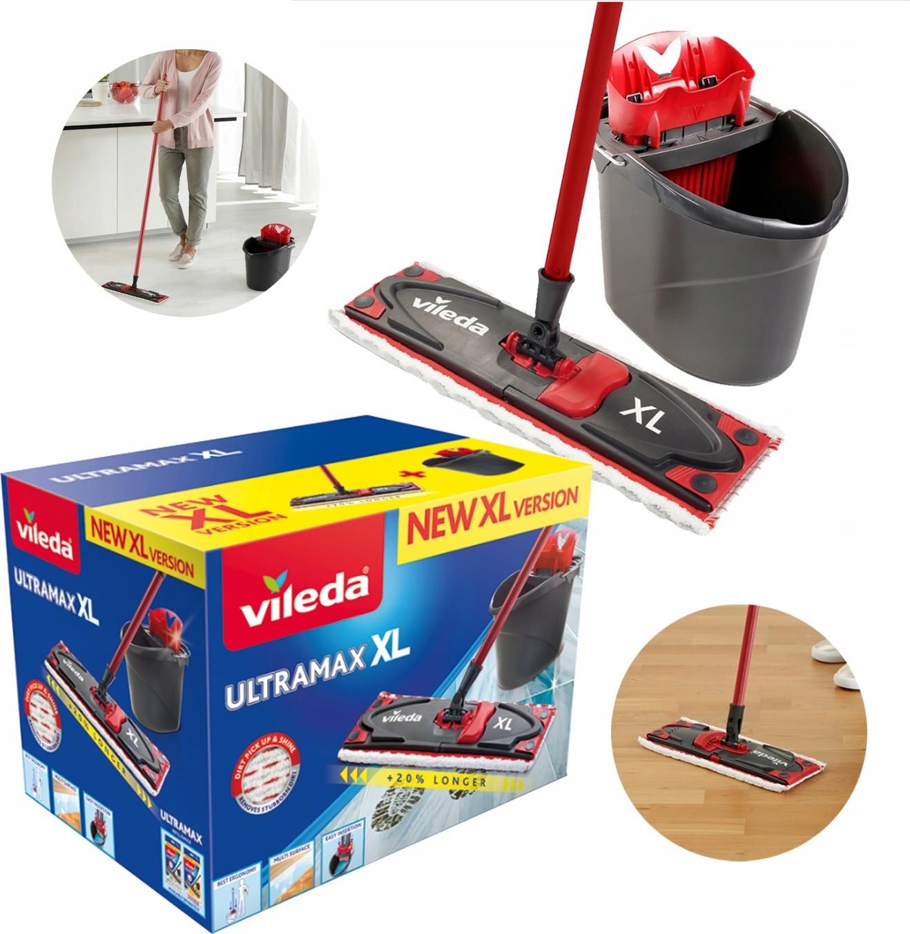 Vileda Mop Płaski Ultramax Box Wiadro Wyciskacz XL - zdjęcie 1