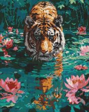 Zdjęcie Diamentowa Mozaika Tygrys Na Polowaniu 40X50Cm - Pobiedziska