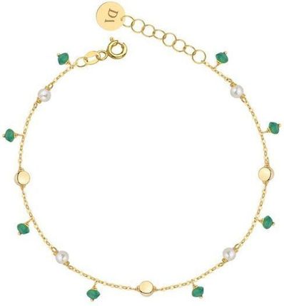 Bransoletka złota damska z perłami i szmaragdami próba 585 D0GABR0432SZM