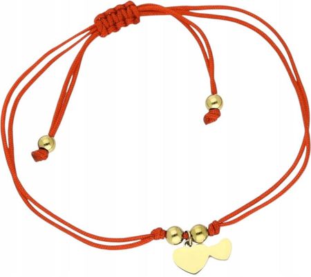 Bransoletka Damska Czerwona Nitka Ze Stali Chirurgicznej Pozłacana