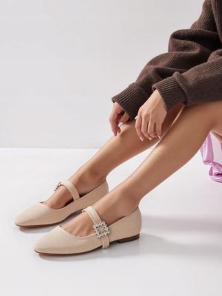 Damskie Baleriny FINDLAY – BEIGE 40 - zdjęcie 2