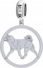 Charms Modułowy Srebrny Akita Japońska 925 Kobieta Prezent DEDYKACJA