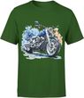 Retro niebieski Chopper Męska koszulka (XXL, Zielony)