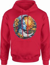 Księżyc słońce w kwiaty Męska bluza z kapturem (L, Czerwony) - zdjęcie 1
