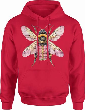 Pszczoła z różową pszczołą królową Męska bluza z kapturem (XL, Szary) - zdjęcie 2